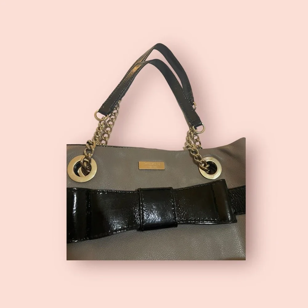 Kate Spade Bohochic  Elena Gray Black W/ Bowtie‎ Bag Vintage Purse